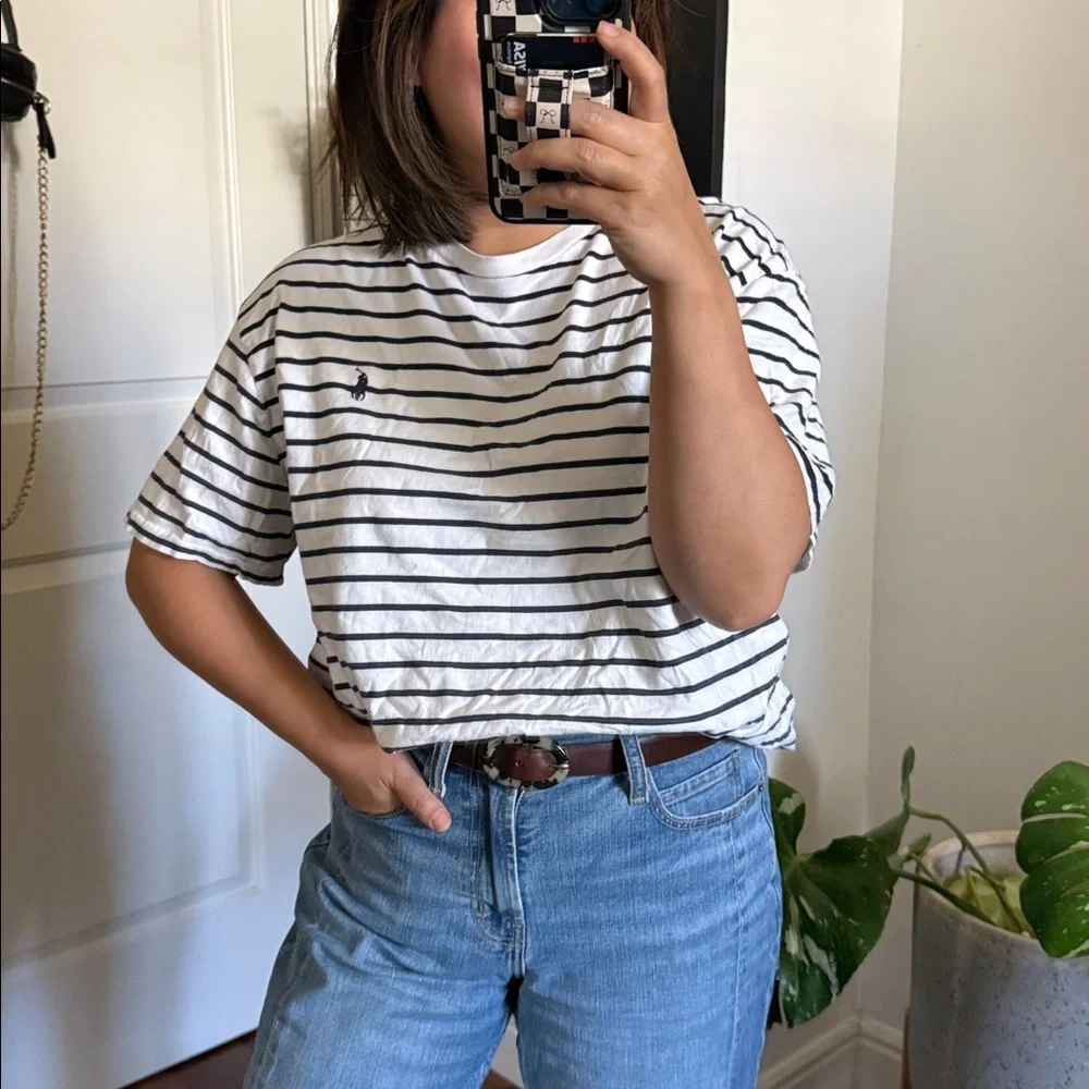 Polo Ralph Lauren Striped Boxy Unisex 100% Cotton Tee. L